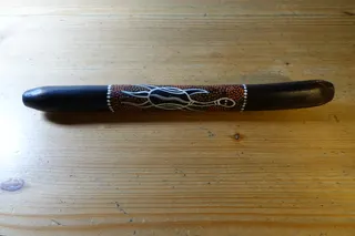 Wurfholz, handbemalt, Aboriginal Design, Australien, ca. 31 cm.